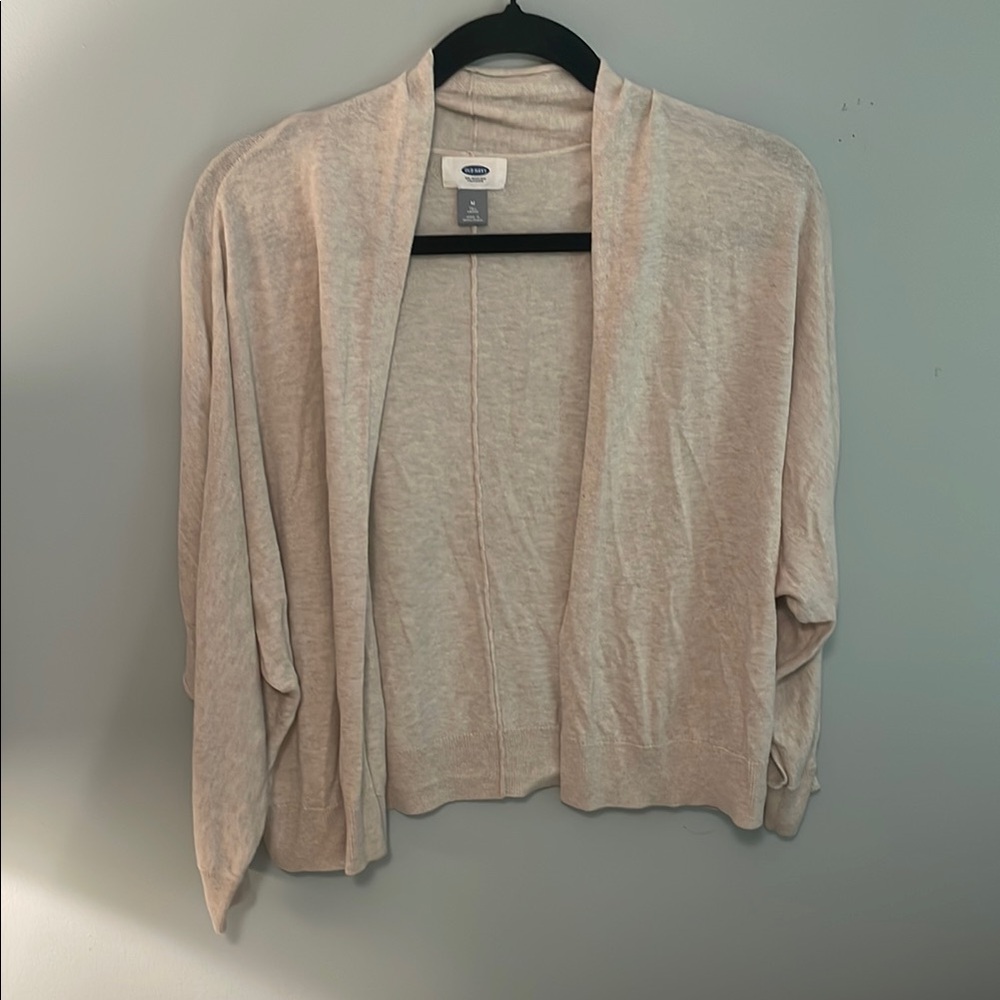 Old Navy Cream Cardigan Sweater Lightweight Knit medium Tall EUC